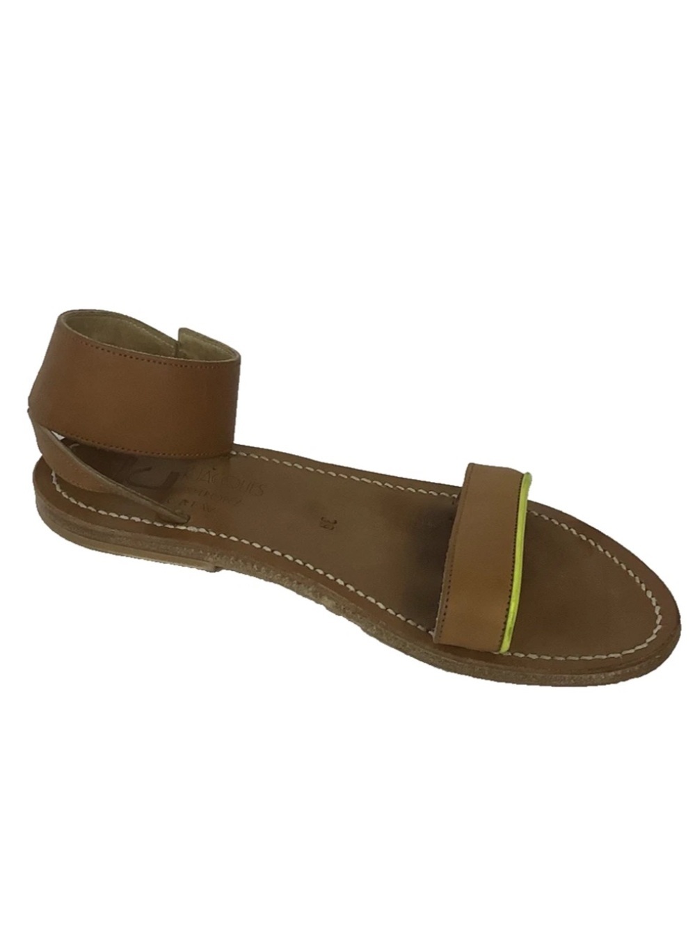 J Crew K. Jacques St. Tropez Sz 39 Saratoga Leather Ankle Cuff Sandal Brown